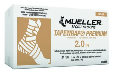 TapeWrap Premium kohesiivne teip, beež, 5 cm × 5,4 m — kast 24 rulli