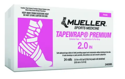 TapeWrap Premium kohesiivne teip, roosa, 5 cm × 5,4 m — kast 24 rulli